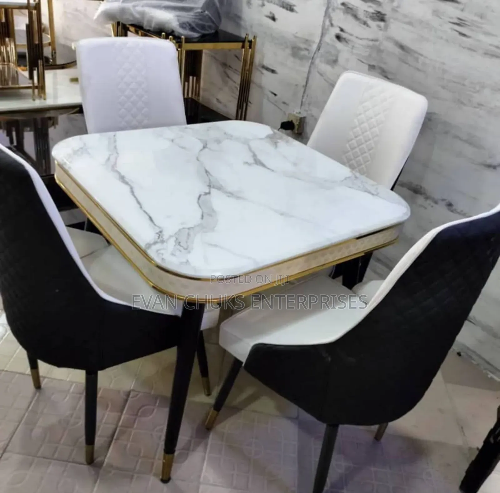 Beautiful Marble Top by 4 Seaters Dining Set