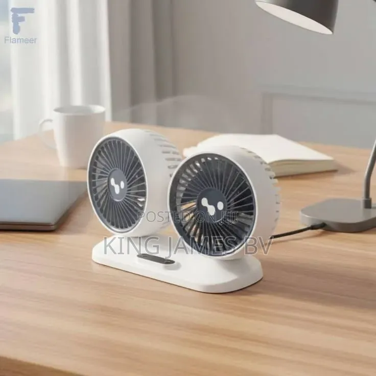 Rechargeable Double Headed Vehicle Fan – Portable Car Air Circulator
