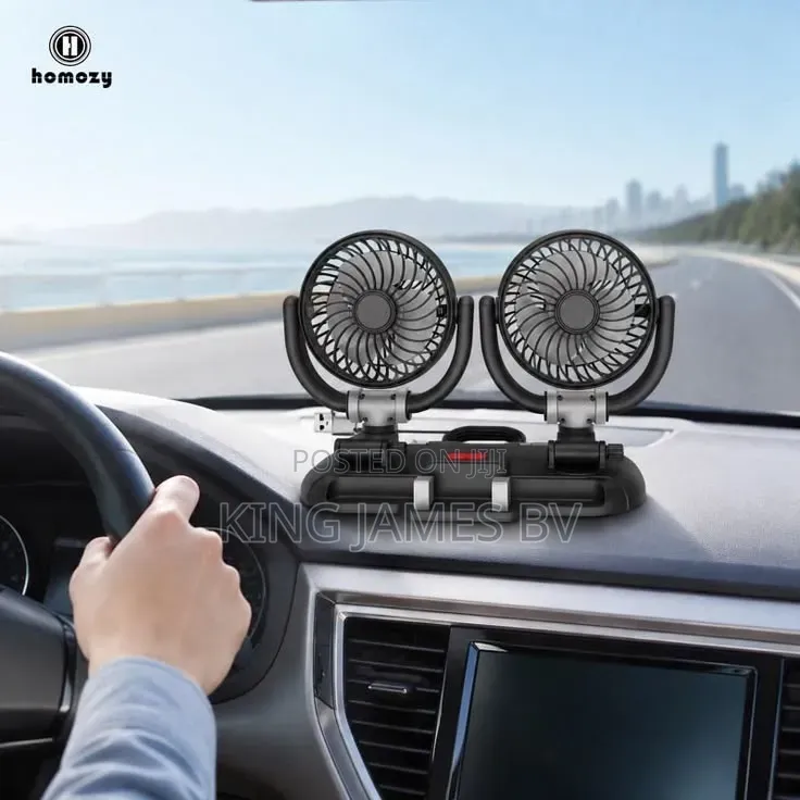 Rechargeable Double Headed Vehicle Fan – Portable Car Air Circulator