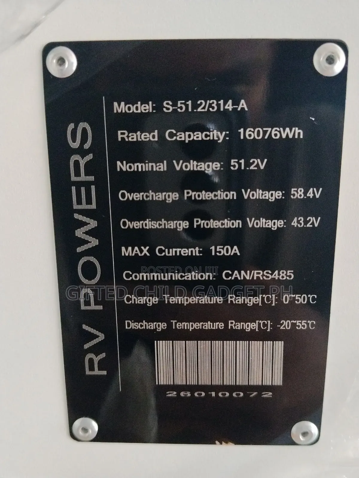 16KWh Lithium Battery 51.2V