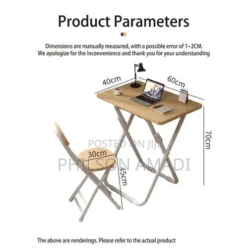 SpaceSaver Walnut-Finish Compact Folding Desk and Ergonomic StoolSet