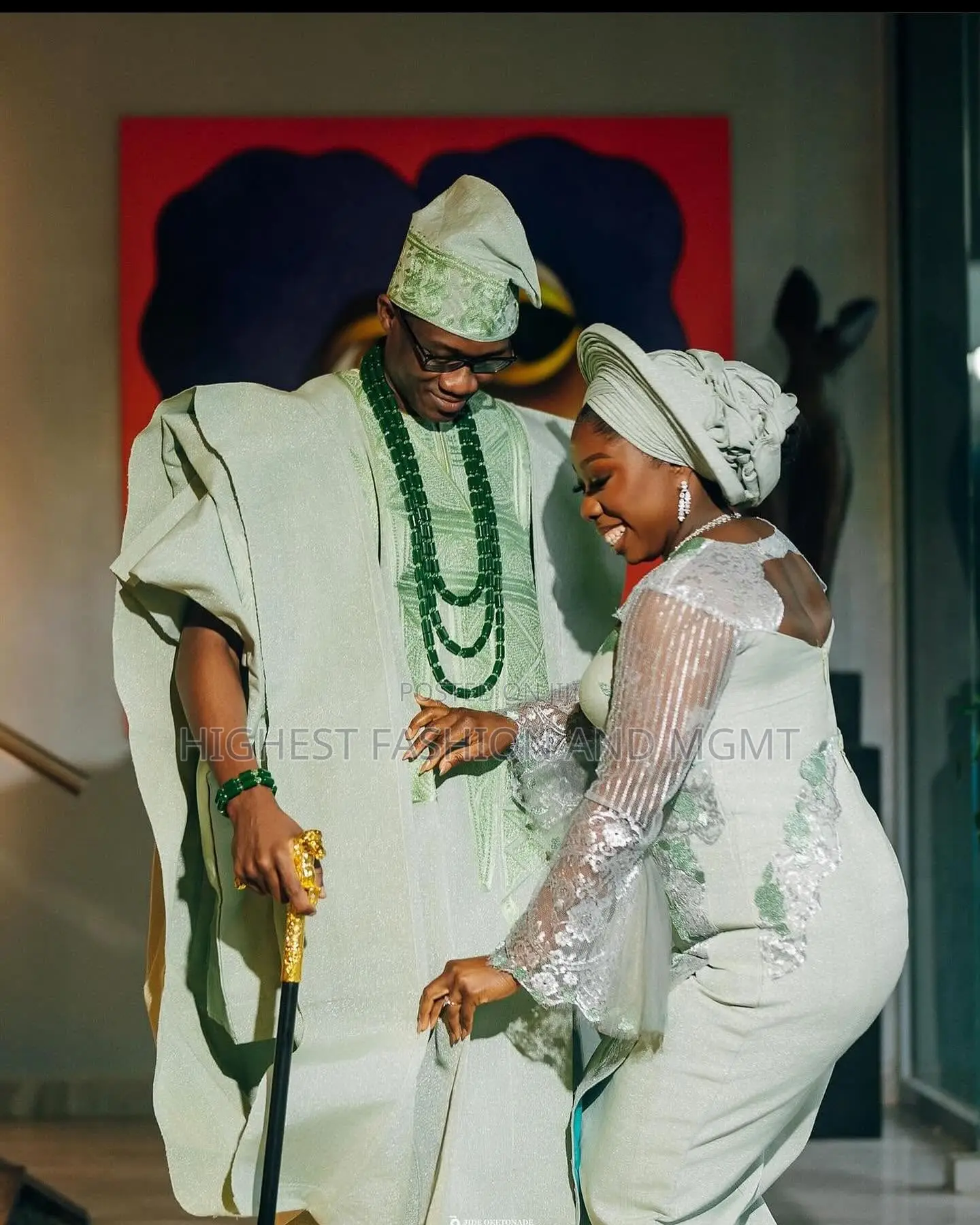 Sage Green Lace Gown With Embellished Details Sage Green Agbada