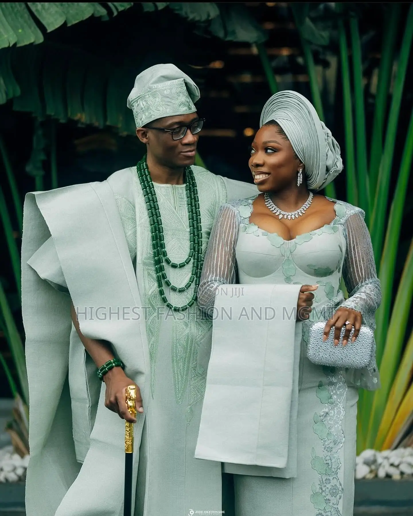 Sage Green Lace Gown With Embellished Details Sage Green Agbada