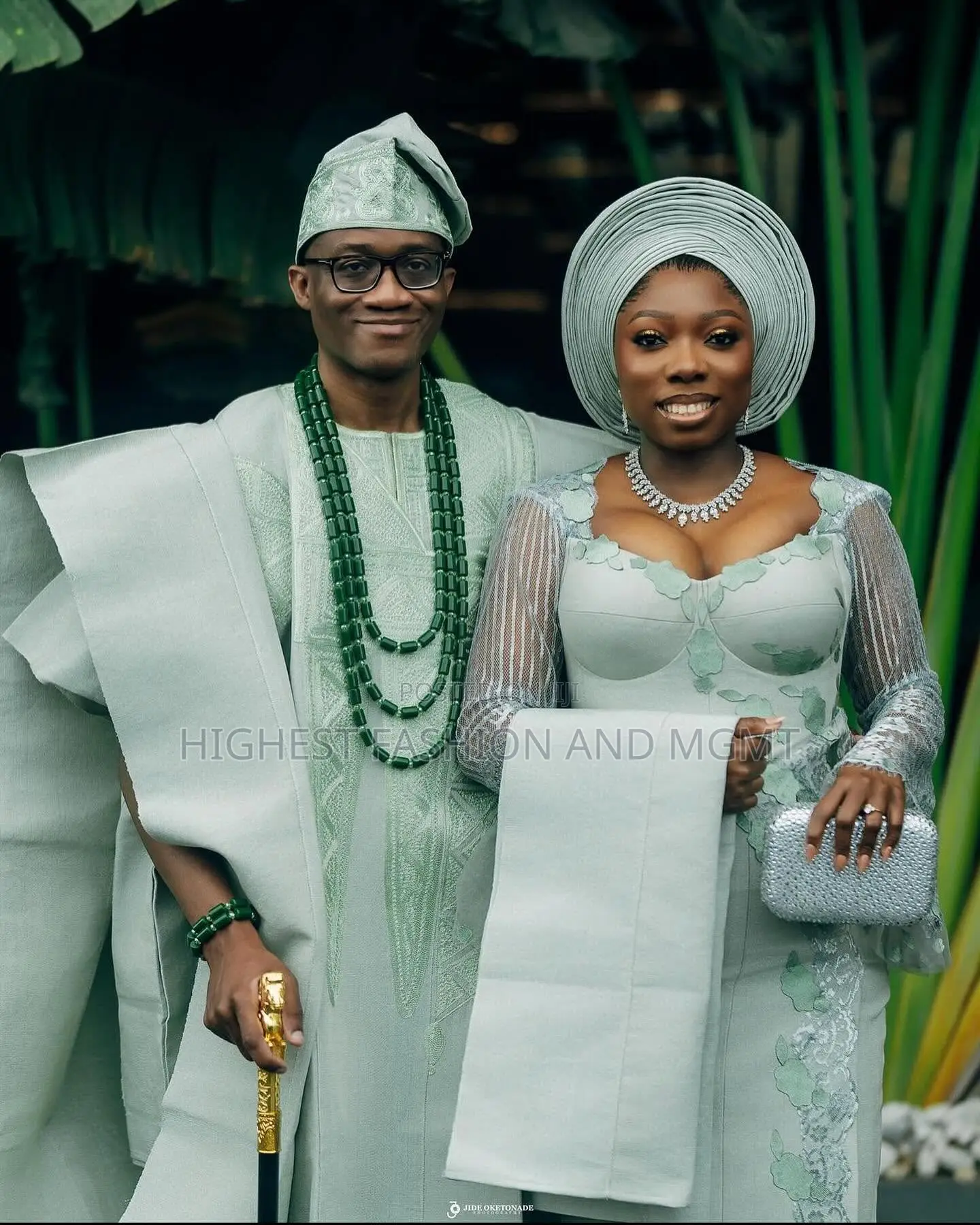 Sage Green Lace Gown With Embellished Details Sage Green Agbada