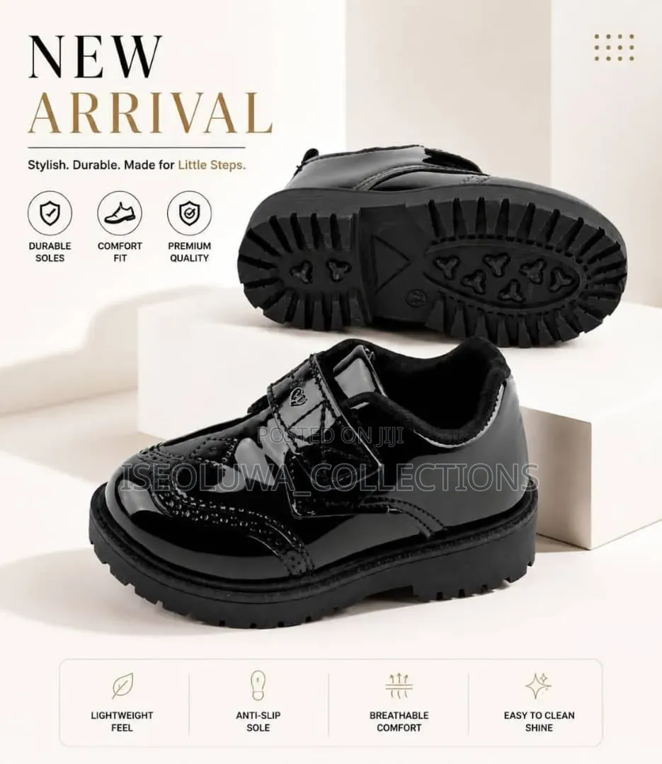 Elegant Unisex Black Patent School Shoes