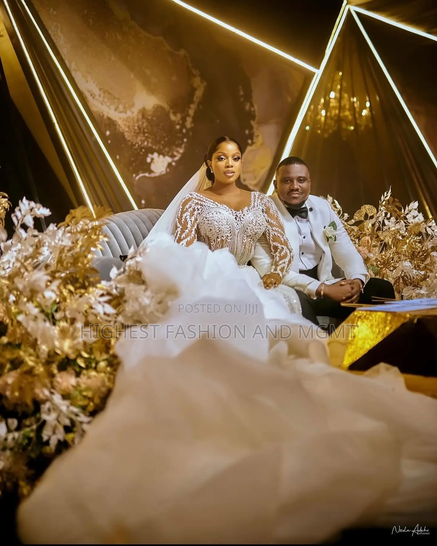 Luxury White Wedding Gown Tuxedo Couple Set