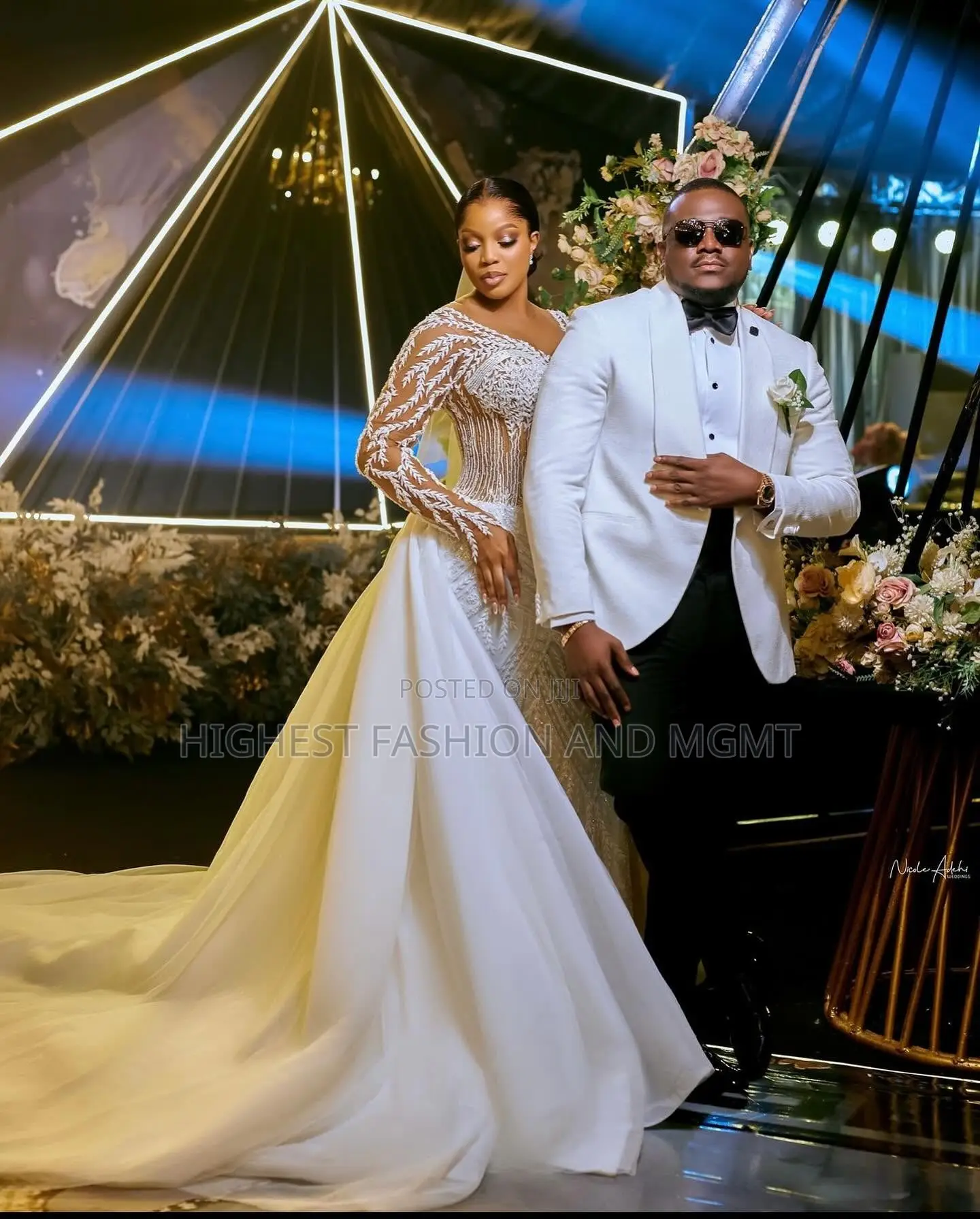 Luxury White Wedding Gown Tuxedo Couple Set