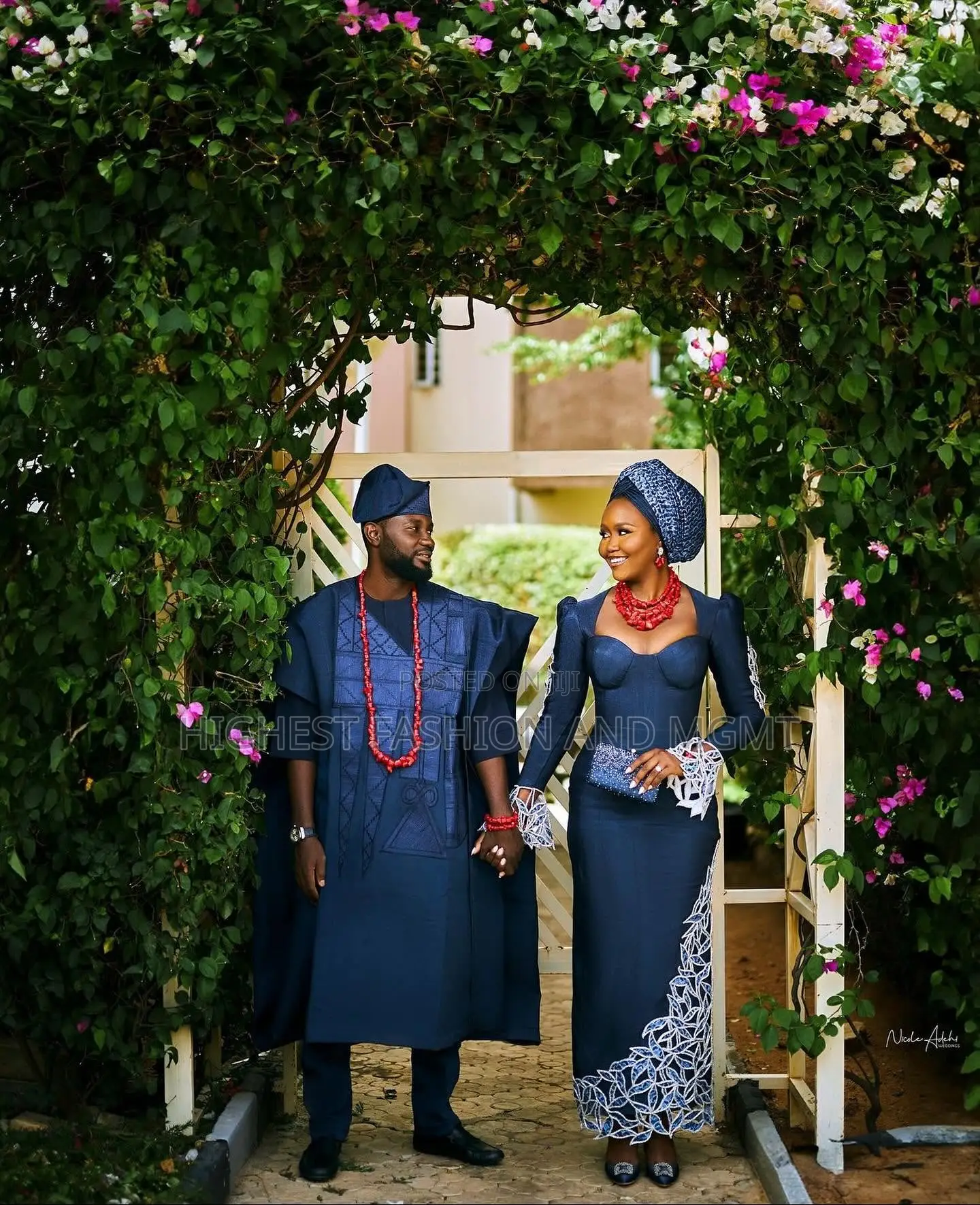 Luxury Navy-Blue Traditional Couple Set