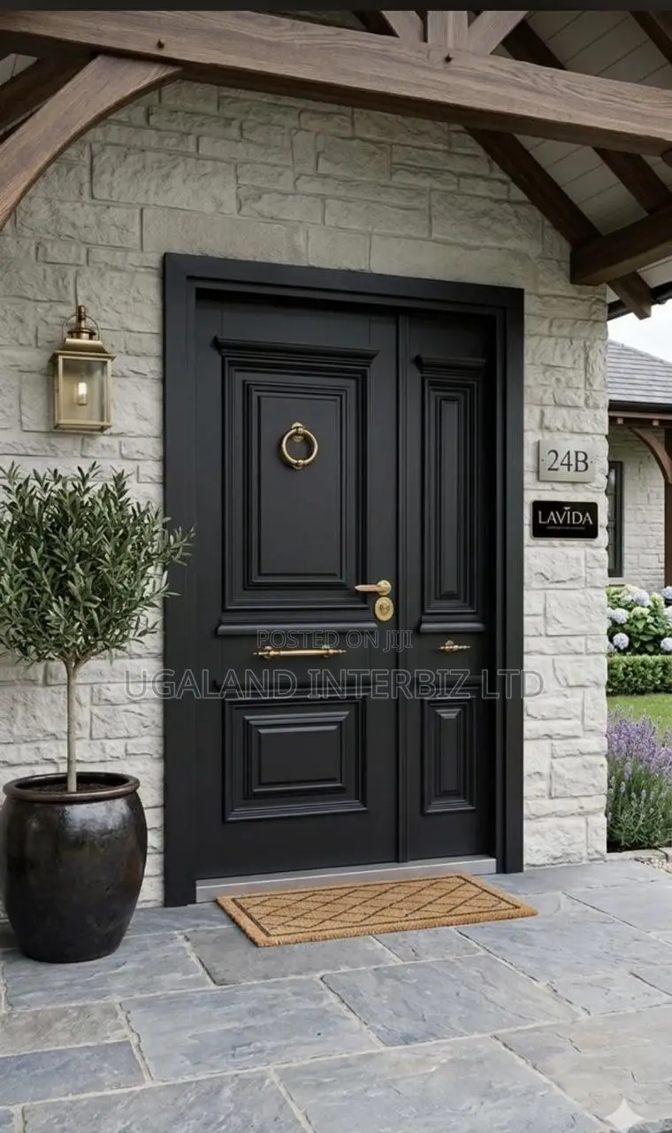 Grand Estate Entrance Door With Gold Knocker