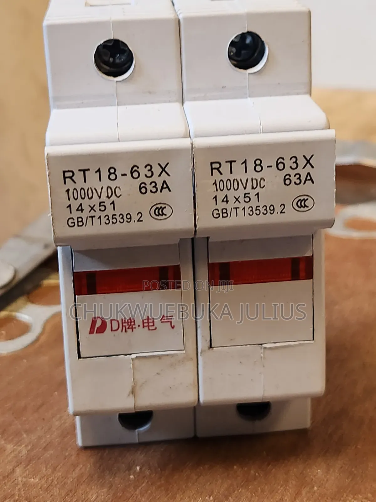 RT18-63X 1000V DC 63A 14×51 Solar PV Fuse Holder (2-Pole)