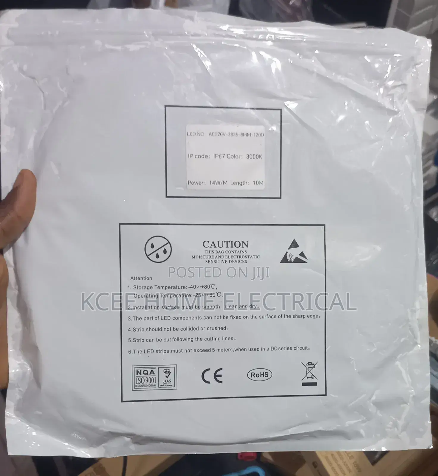 220V 10M LED Strip Profile Light – 3000K Warm White Waterproof