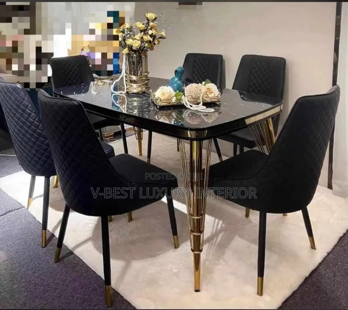 Premium 6-Seater Marble Top Dining Set