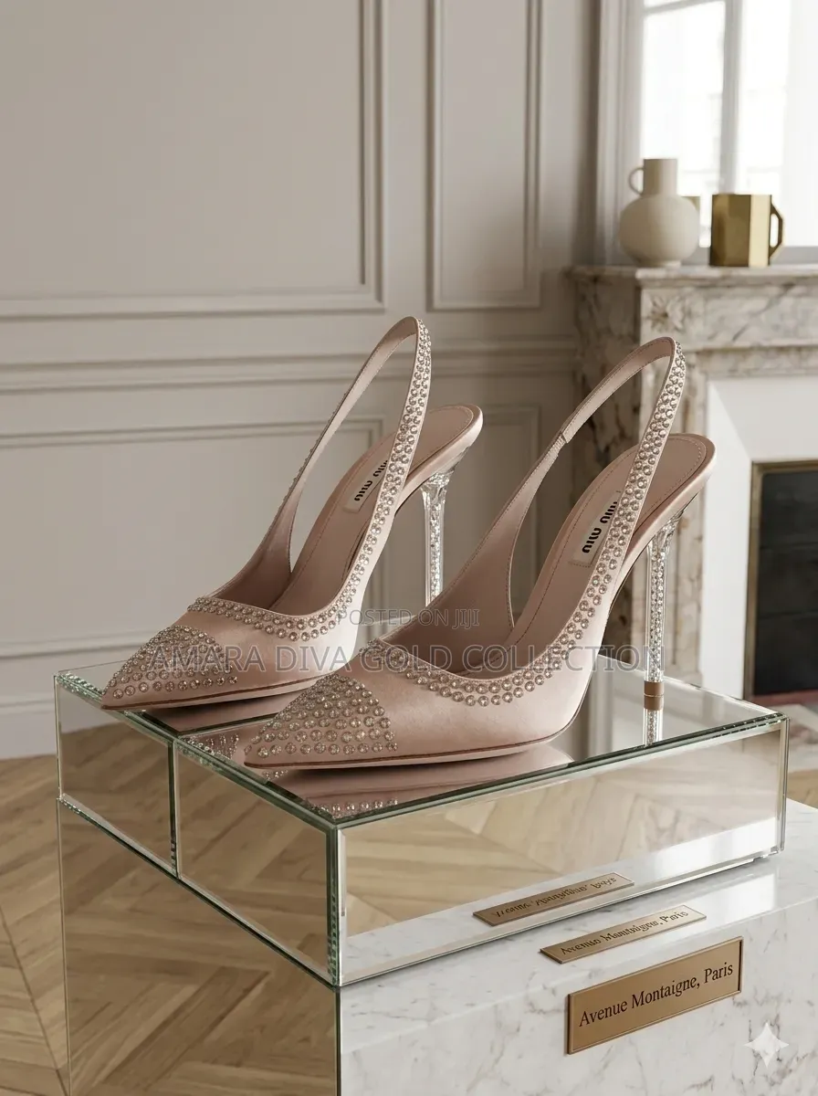 Miu Miu Satin Crystal Embellished Slingback Pumps Premium Luxury Heels