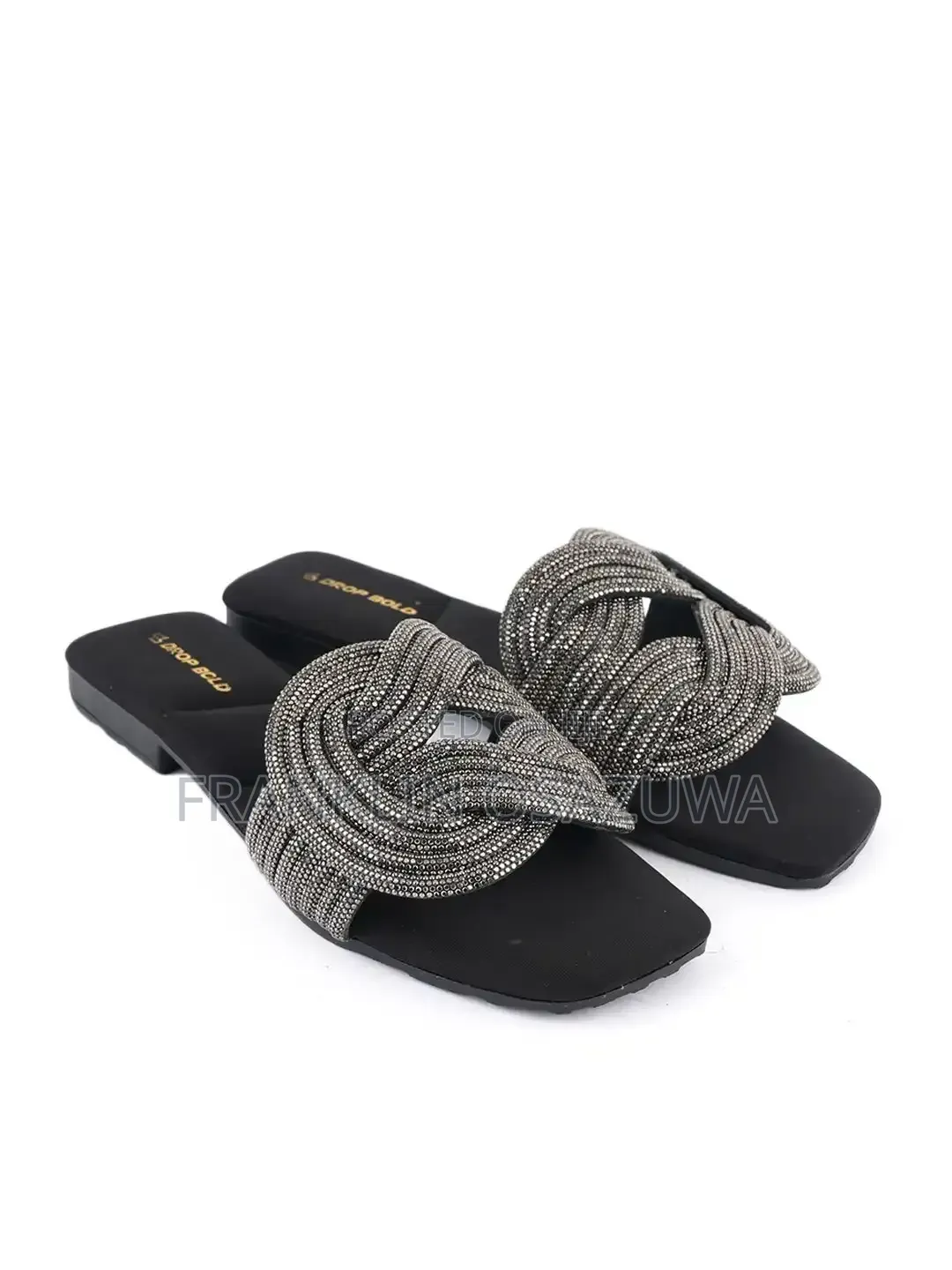 Ladies Rhinestone Flat Slide Sandals – Luxury Casual Slippers