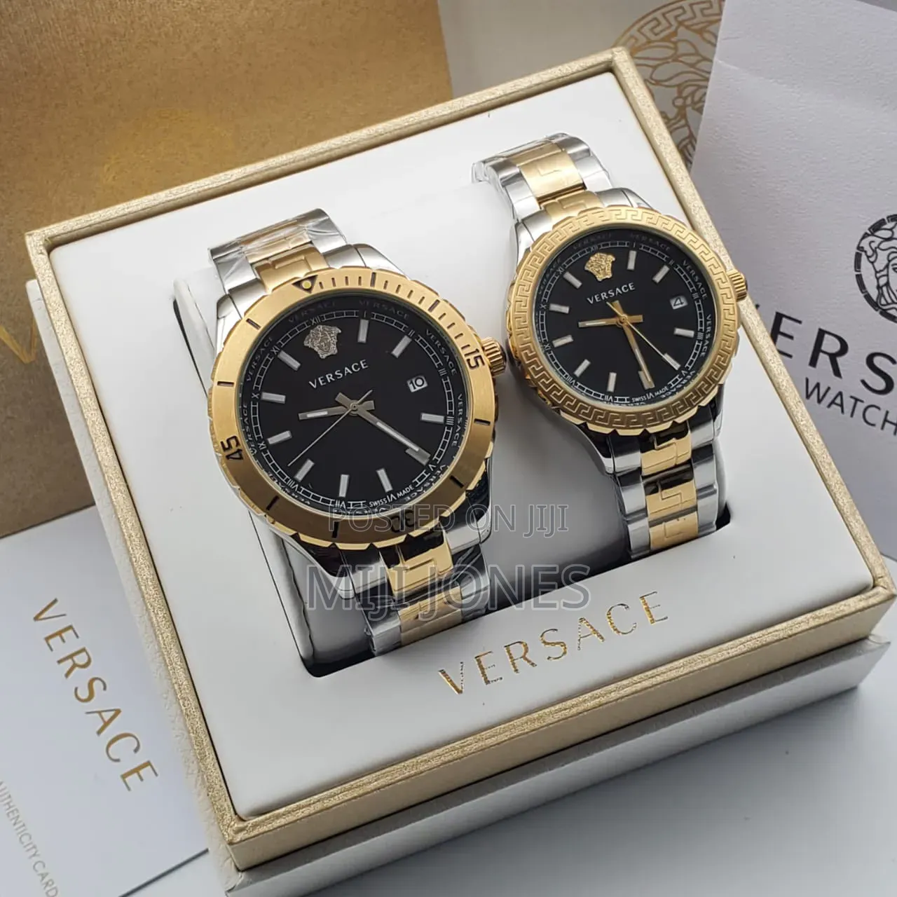 Versace Inspired Couple Watch Set - Luxury Chain Strap for Him Her
