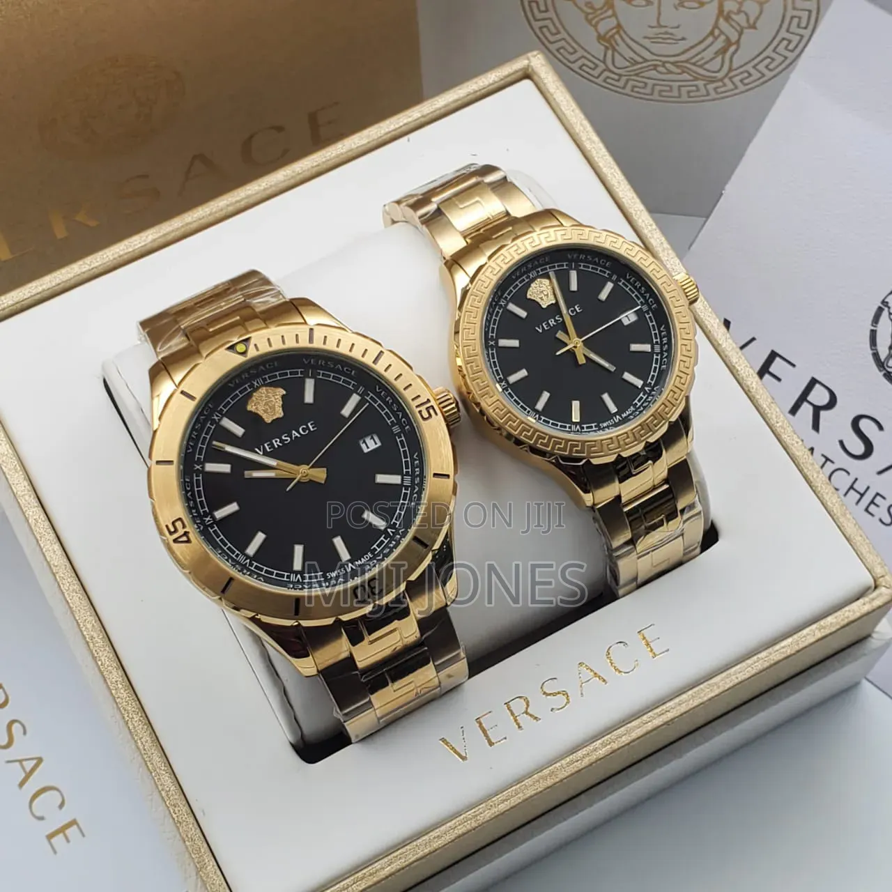 Versace Inspired Couple Watch Set - Luxury Chain Strap for Him Her