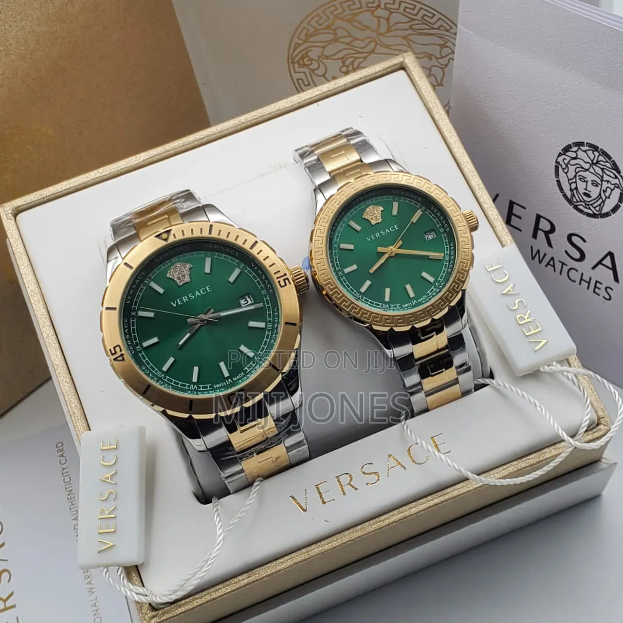 Versace Inspired Couple Watch Set - Luxury Chain Strap for Him Her