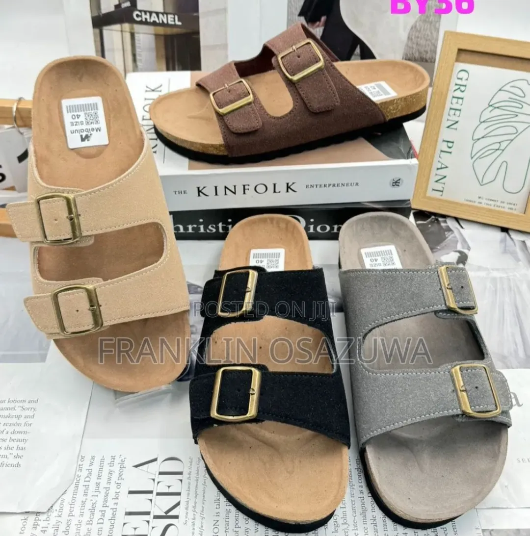 Men's Double Buckle Cork Footbed Slide Sandals - MB-48001