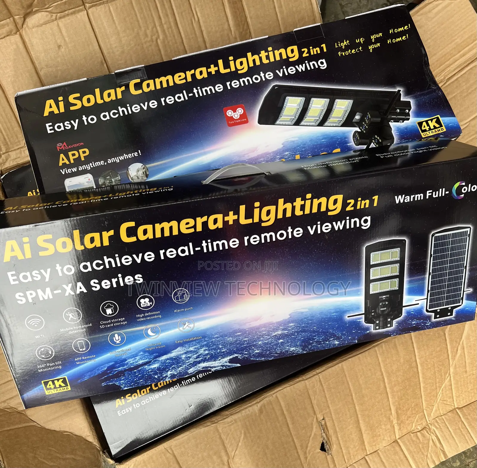 Solar Streetlight V380pro ()Ai PTZ 3lens Camera