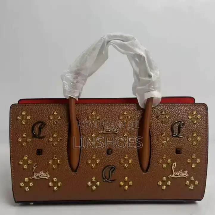 Luxury Brown Studded Designer-Inspired Women’s Tote Handbag