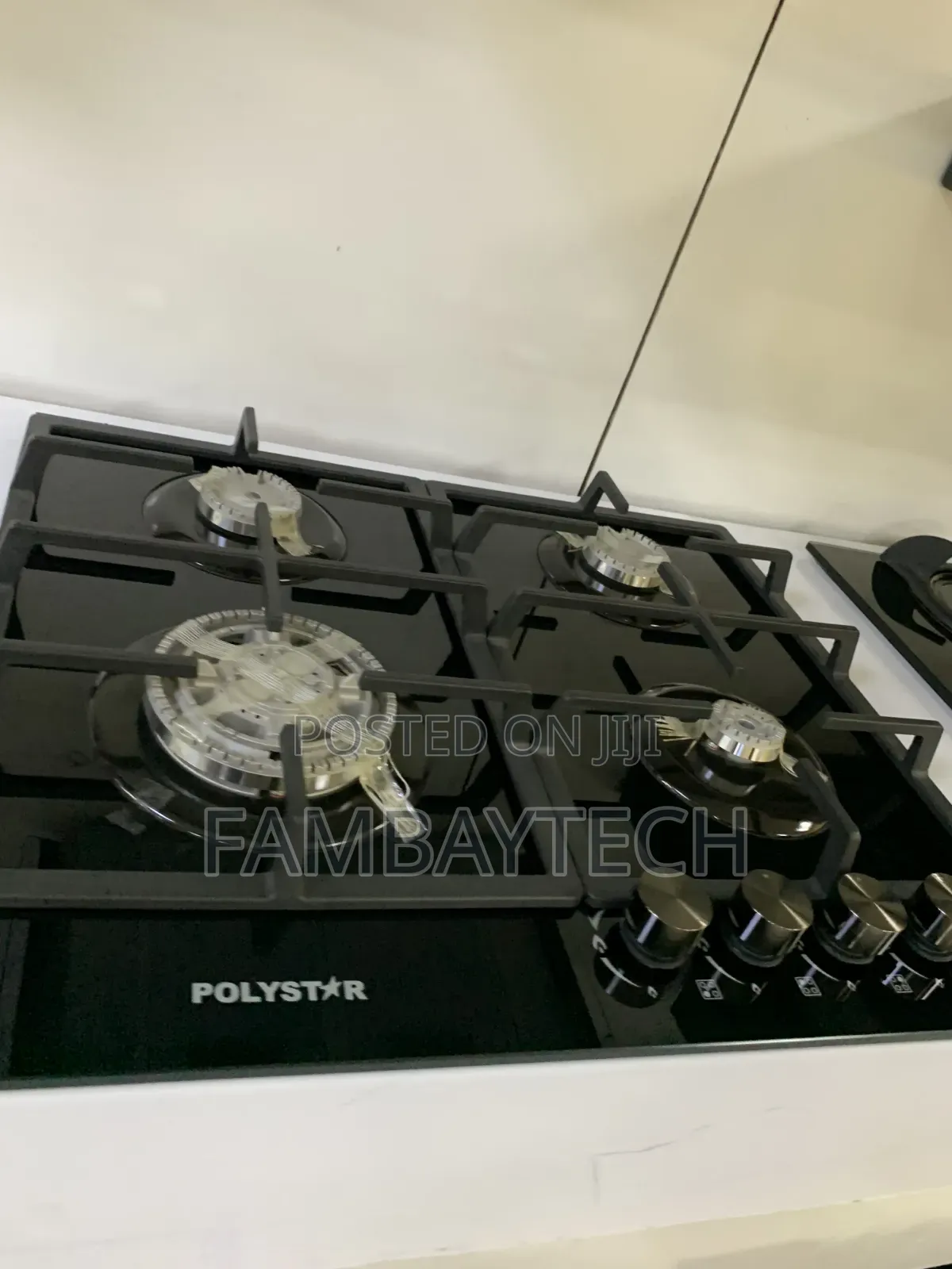 Polystar PV 4 Burner Inbuilt Gas Hob – Black Glass