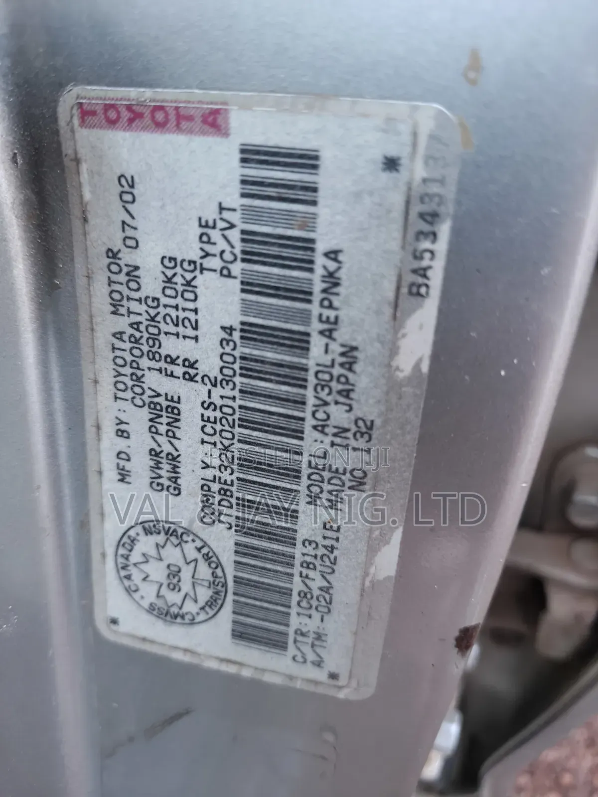 Toyota Camry 2002 Silver