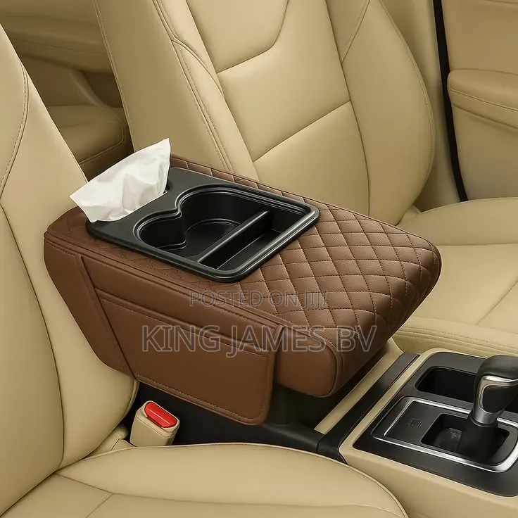 Car Armrest Cushion Organizer With Cup Holder Comfort Storage Upgrade