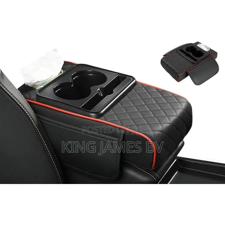 Car Armrest Cushion Organizer With Cup Holder Comfort Storage Upgrade