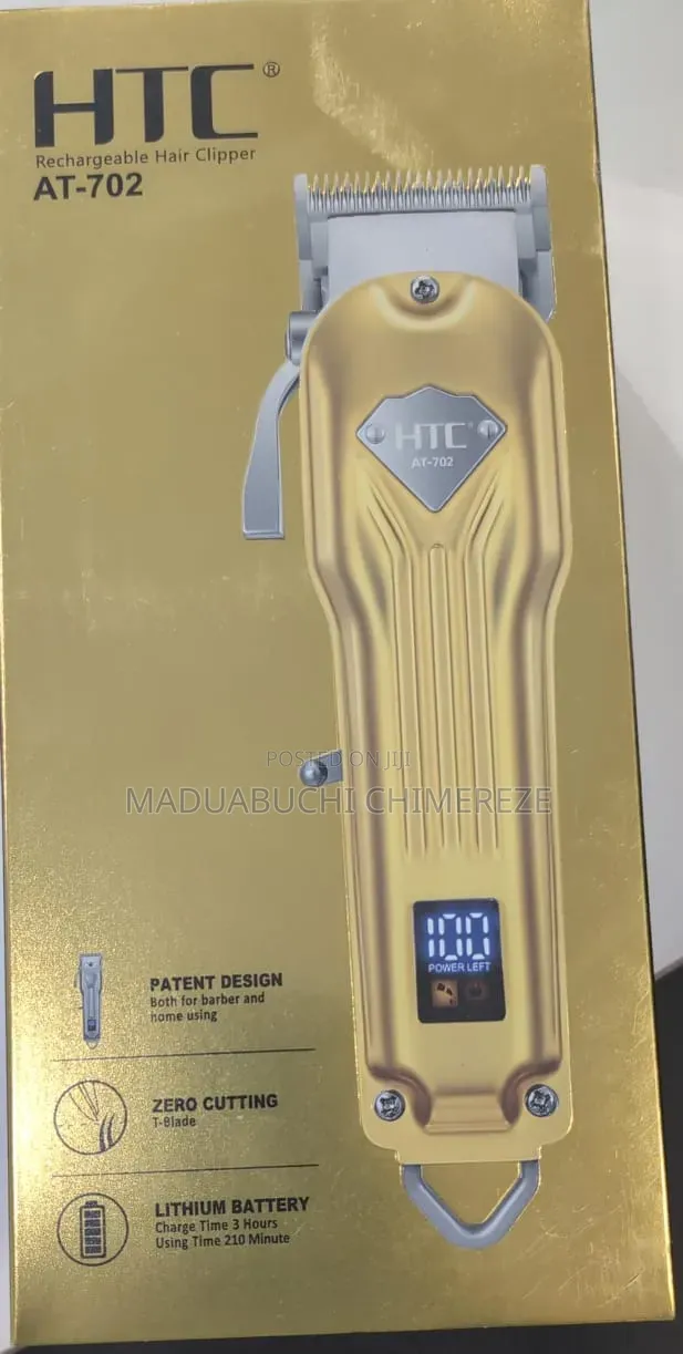 HTC AT-702 Professional Rechargeable Hair Clipper | Zero Gap T-Blade