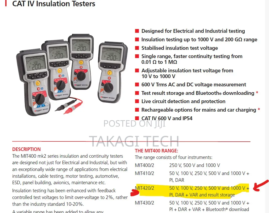 MIT420/2 Megger Insulation Resistance Tester