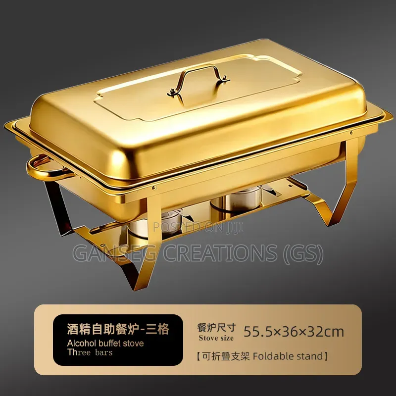 Luxury 9.5L Gold Chafing Dish Set With Glass View Lid