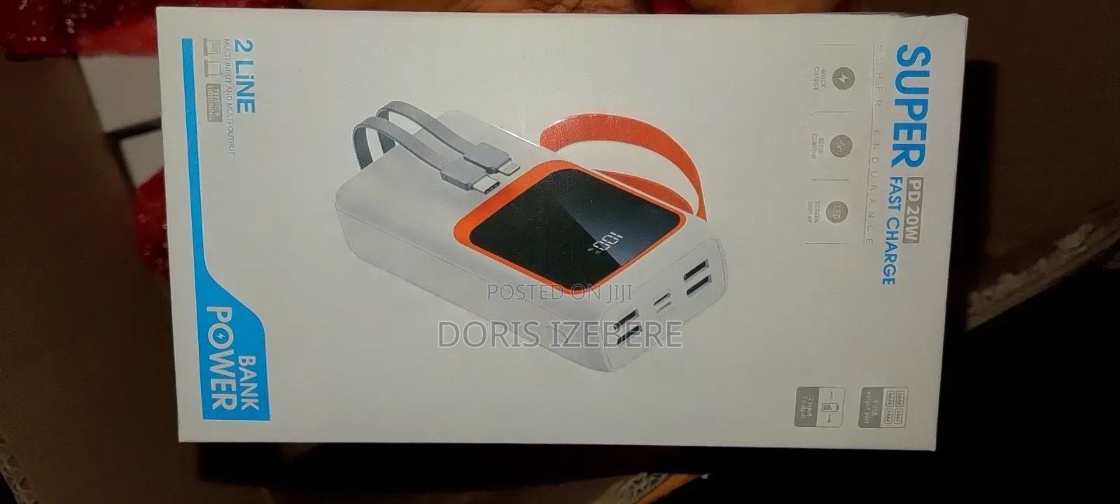 Heavy Duty 50000mAh Power Bank With Type-C iPhone Cables + LED Light