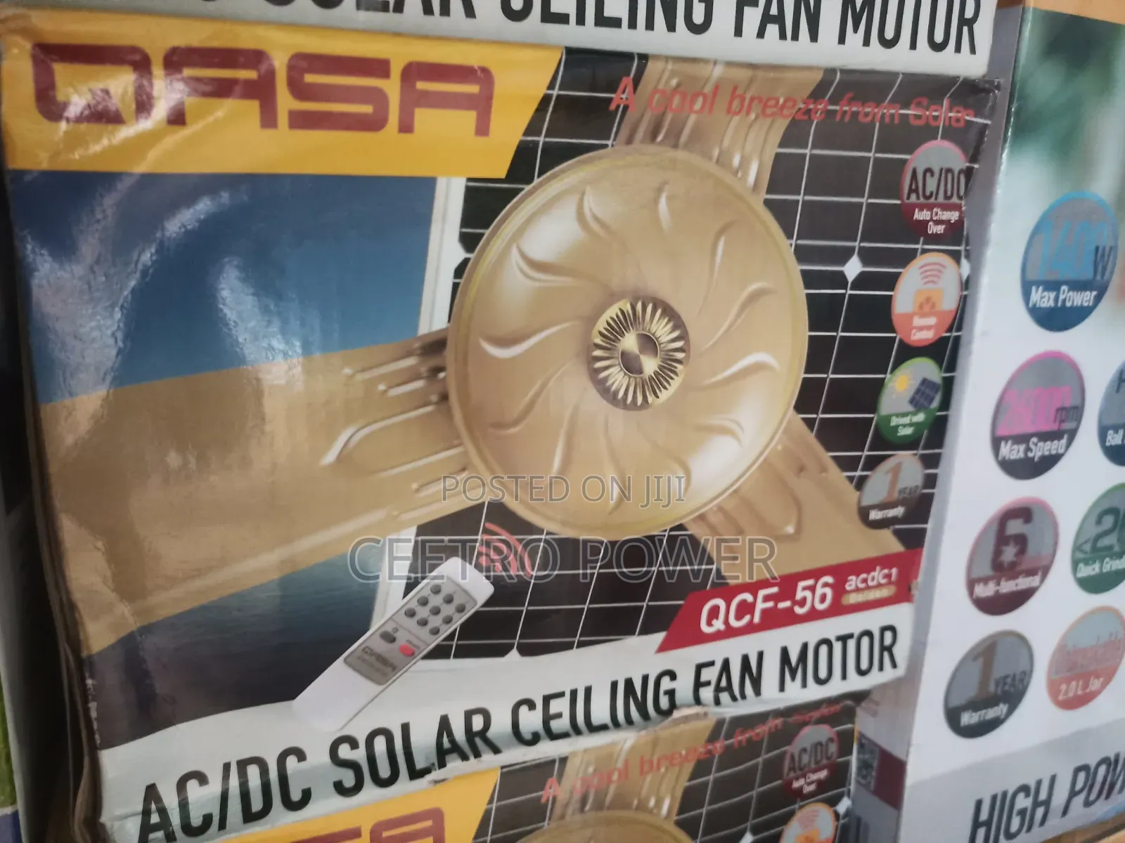 Qasa 56inches AC/DC Solar Fan