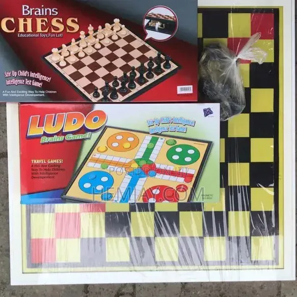 (3in1) Party Size Chess, Ludo and Draught