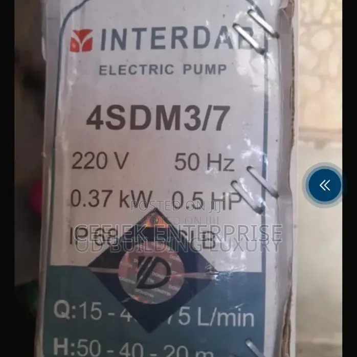 0.5 Interdab Submersible Pump With 100% Copper Coil