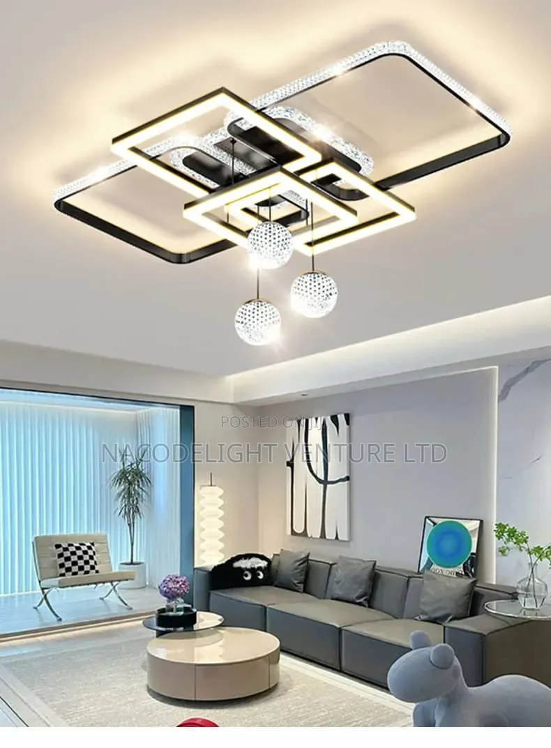 Model LED Flush Chandelier Lighting White and Warm Color