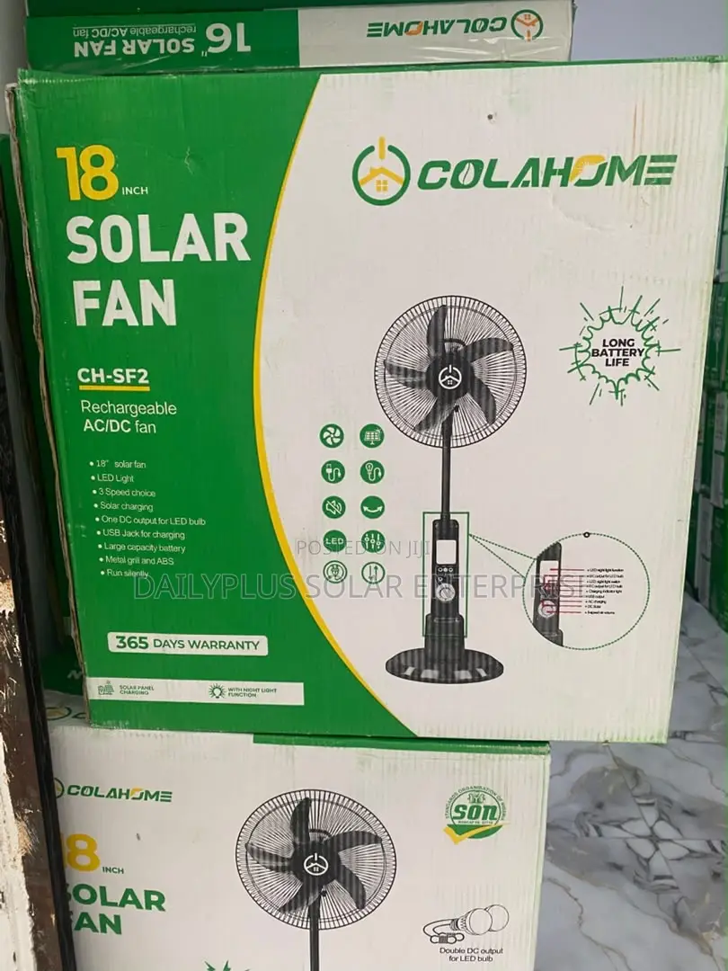 Colahome 18inches Rechargeable Solar Standing Fan
