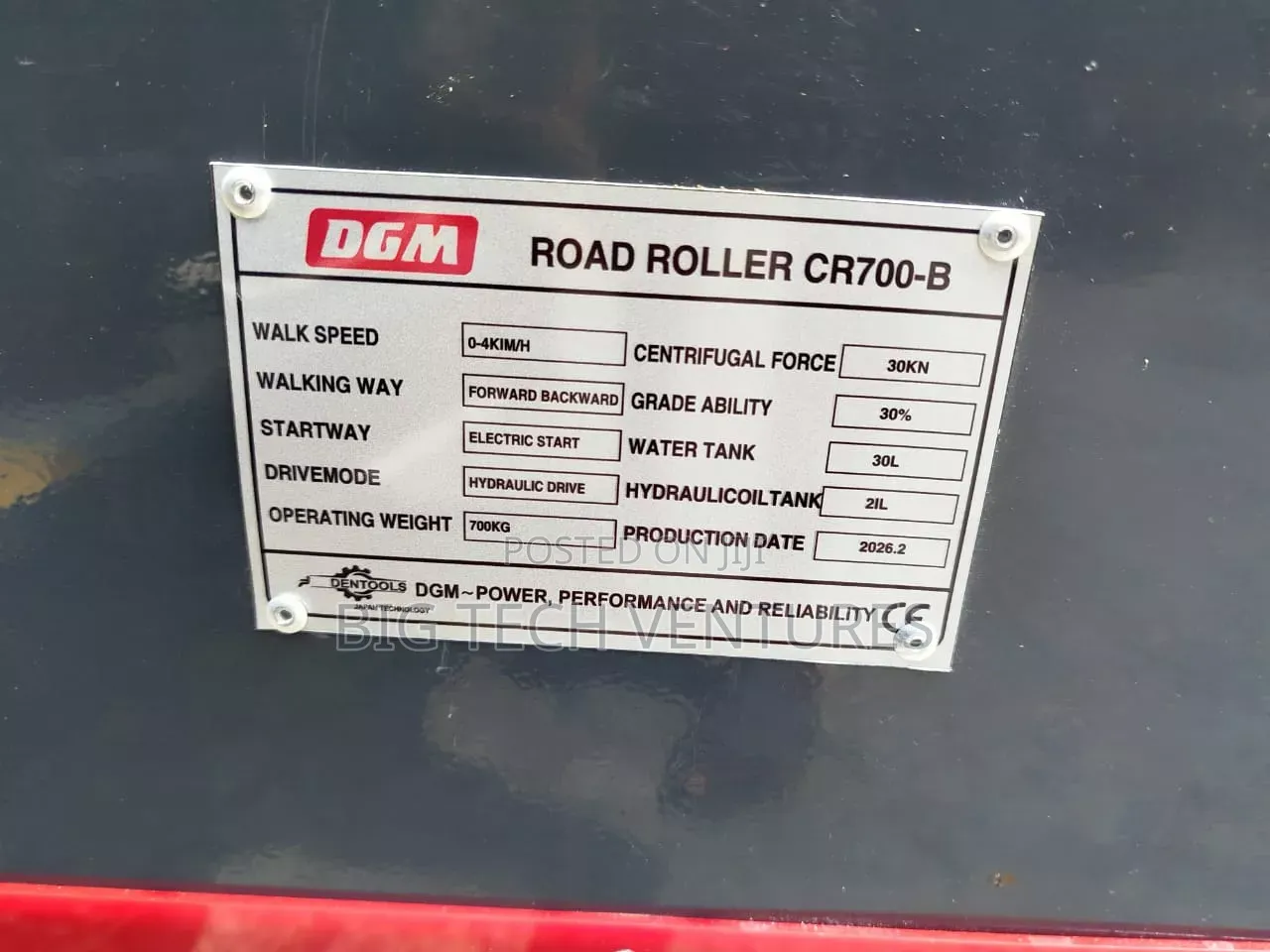 DGM Walk-Behind Double Drum Road Roller, Featuring a Distinct