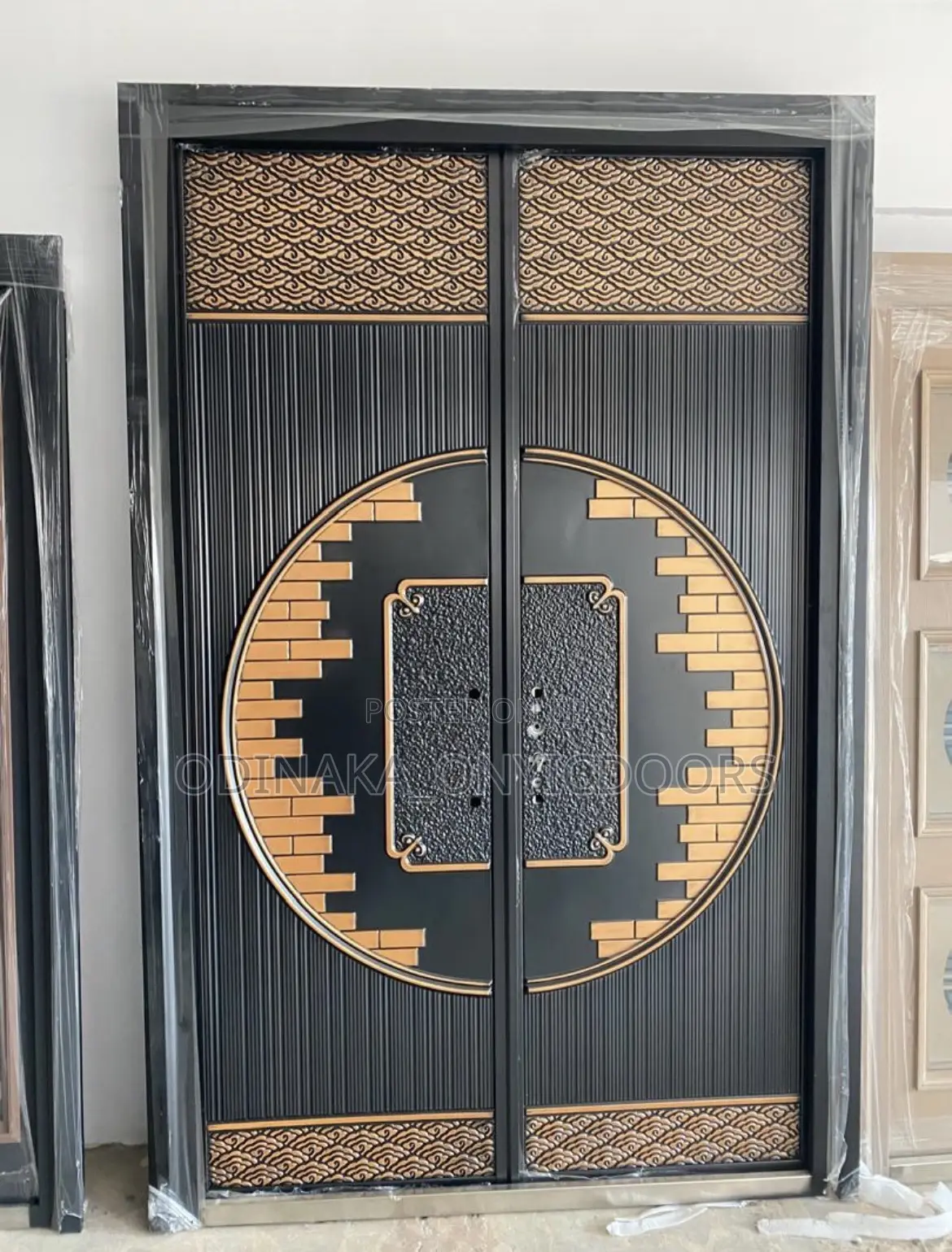 8ft by 5ft LUXURY DOUBLE SECURITY METAL DOOR(premium Black and Gold)