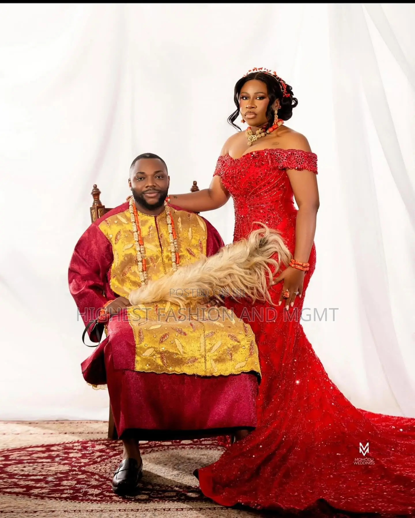 Corset Gown With Train Traditional Burgundy and Gold Agbada