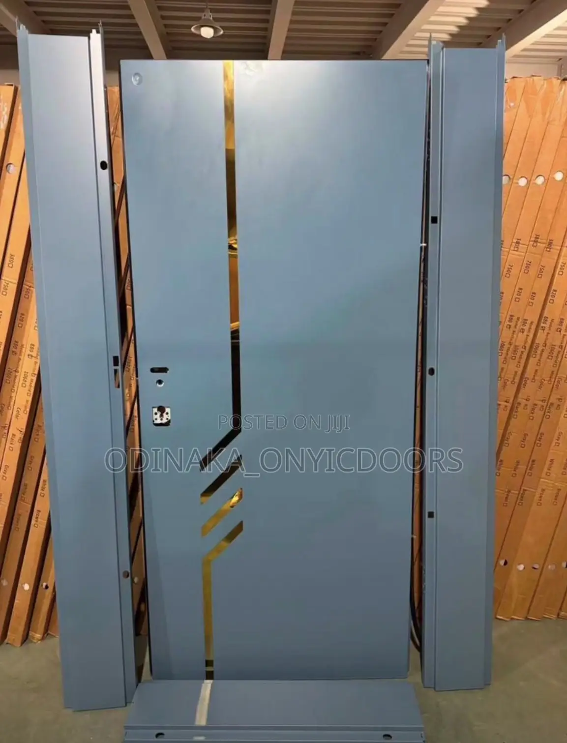 7ft by 3ft Isreali Galvanized Metal Door With Glass Insert Design
