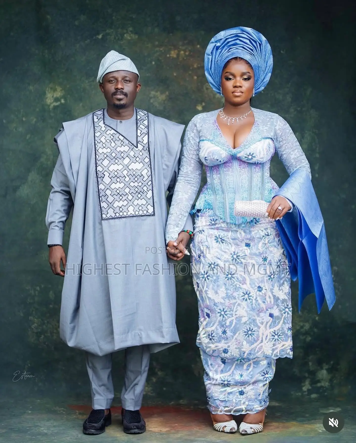 Luxury Silver Azure Traditional Couple Set - Style 821