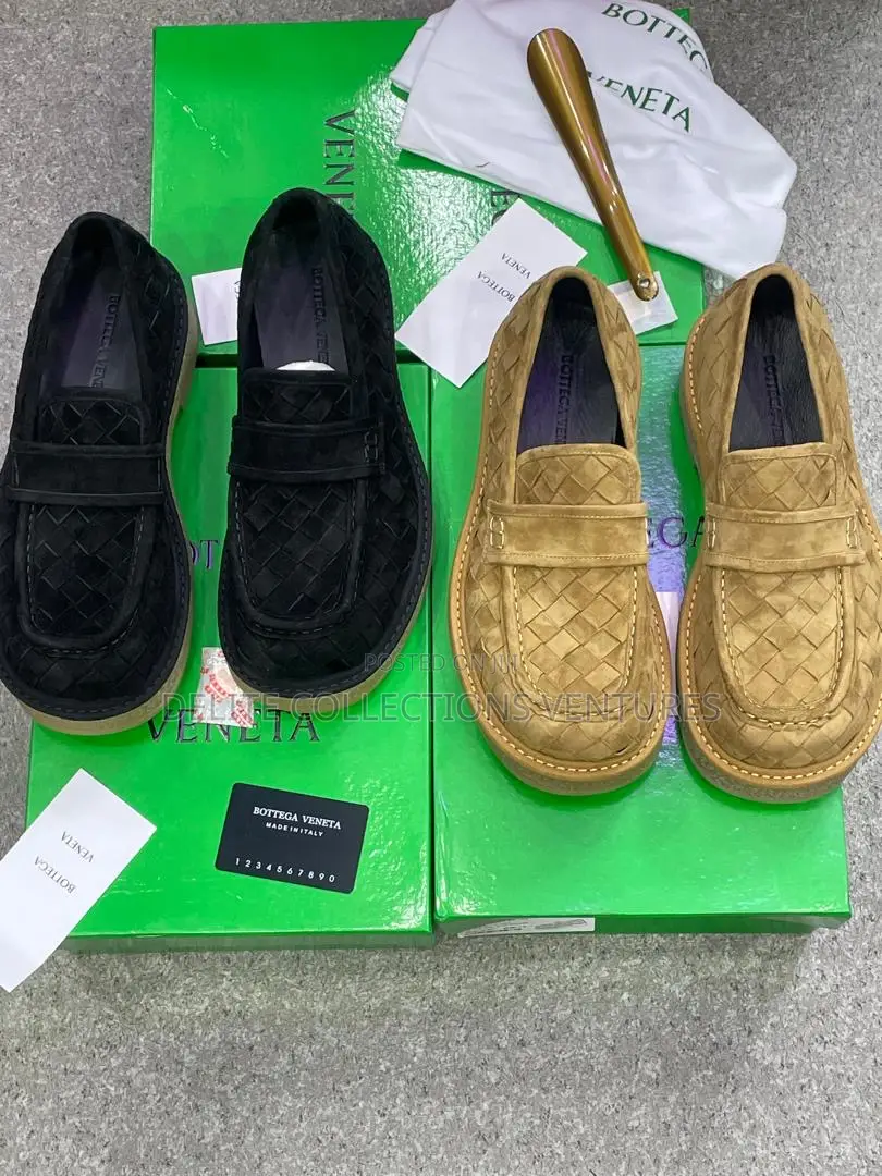 Men’s Intrecciato Suede Penny Loafers BOTTEGA VENETA