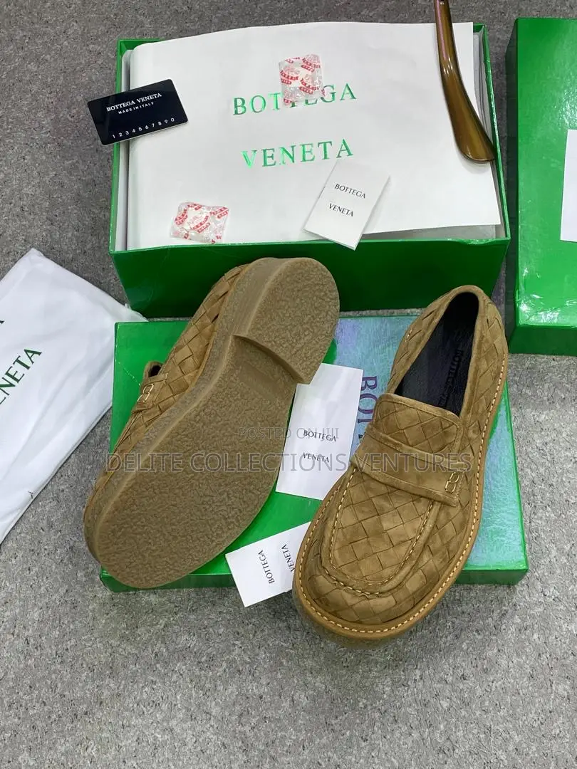 Men’s Intrecciato Suede Penny Loafers BOTTEGA VENETA