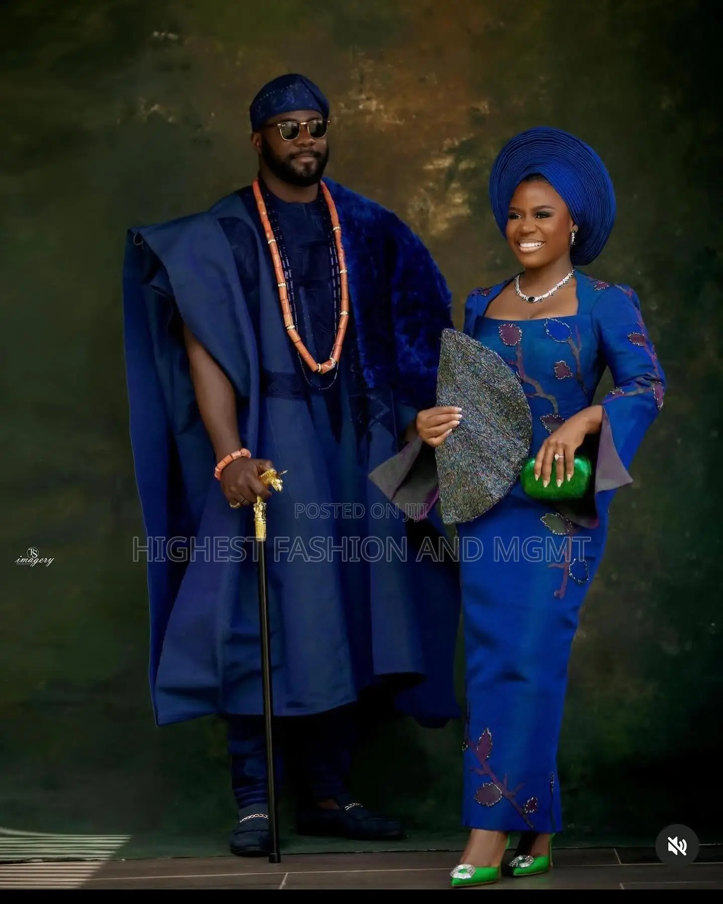 Royal Blue Gown With Beaded Vine Embellishments Textured Navy Agbada