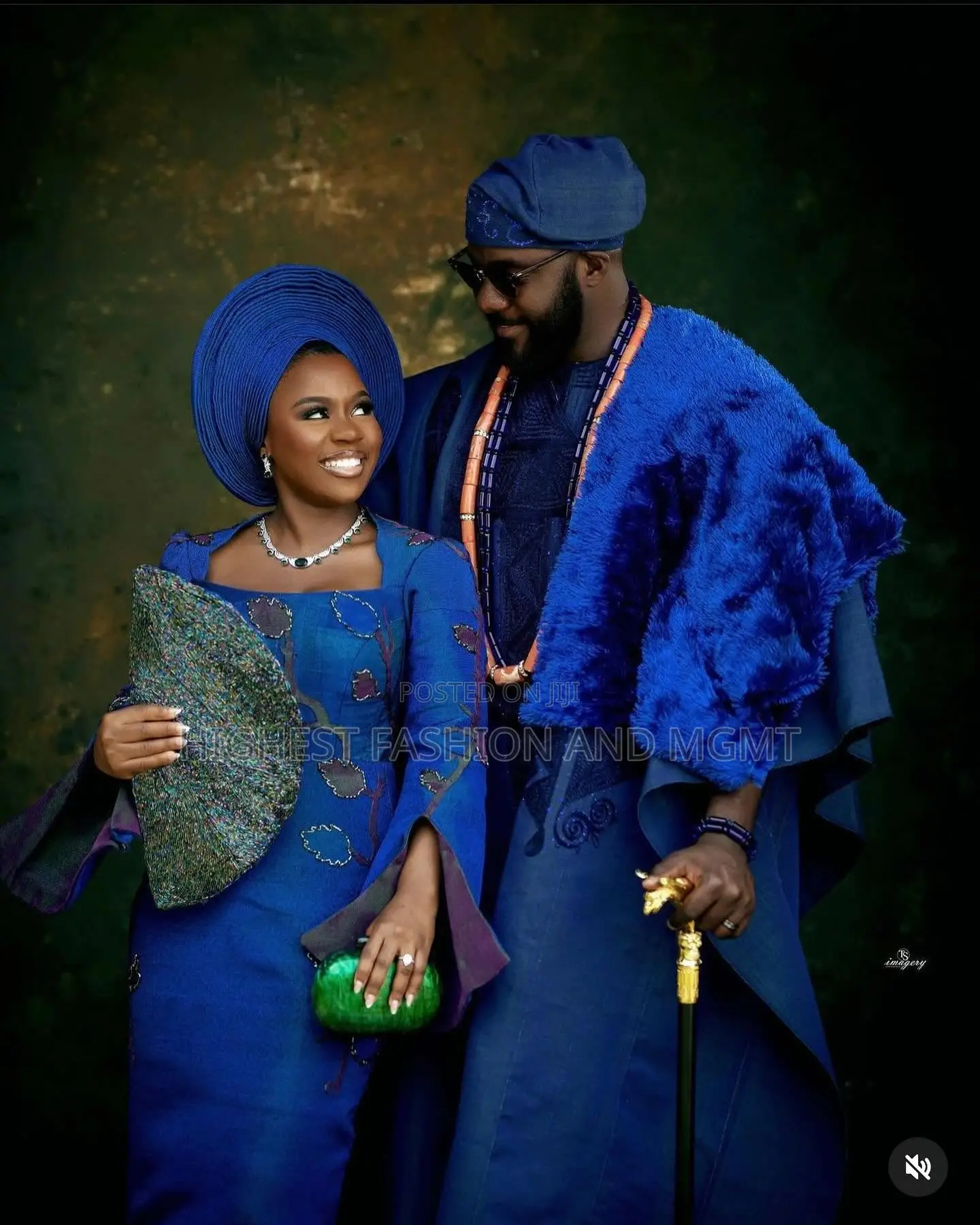 Royal Blue Gown With Beaded Vine Embellishments Textured Navy Agbada