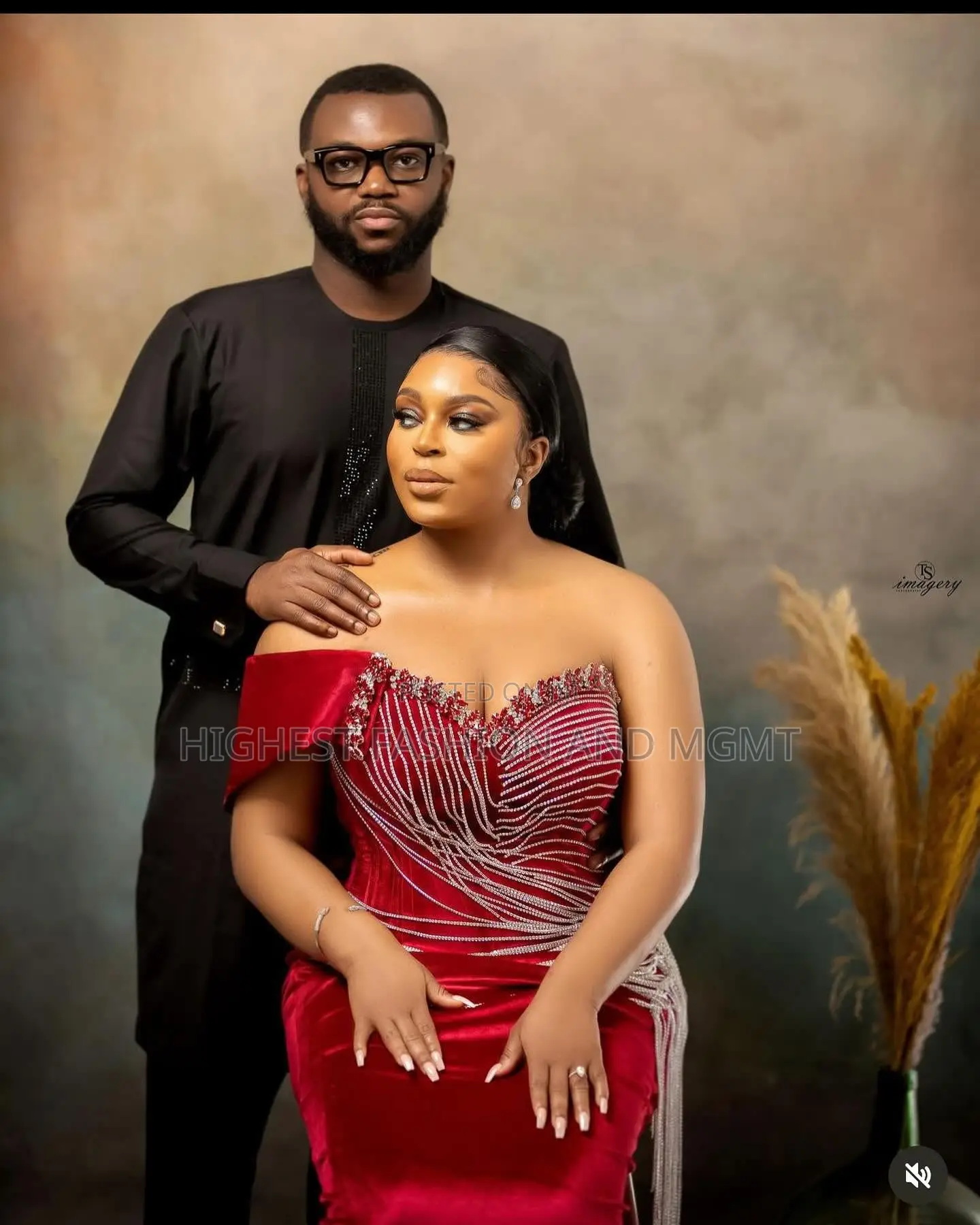 Off-Shoulder Velvet Crimson Gown Tailored Textured Senator