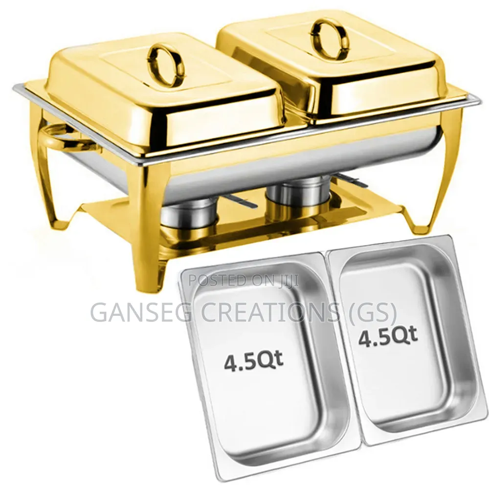 Super Thick Luxury 9-Liter Double Pan Food Warmer Set(Heavy Duty Gold)