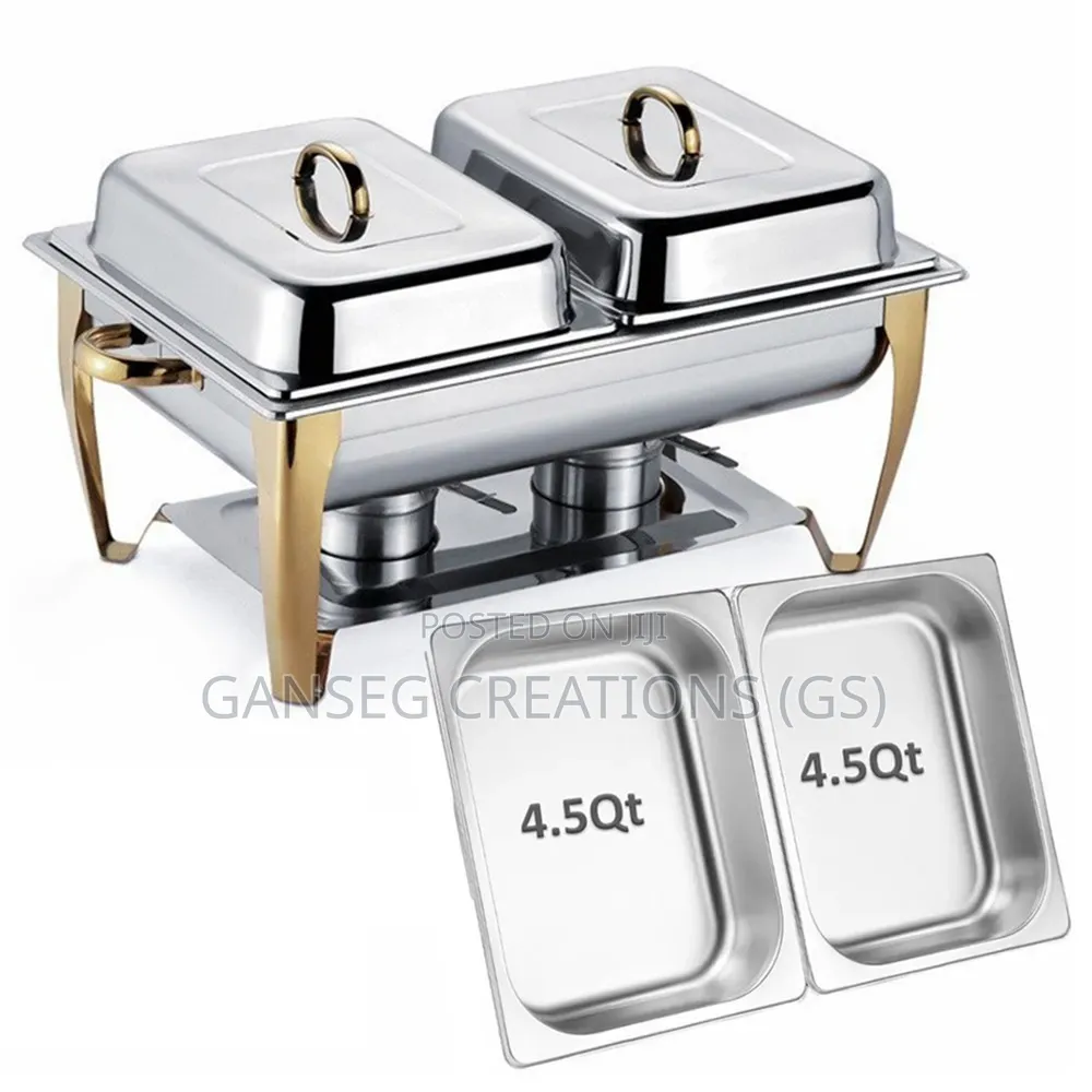 Super Thick Luxury 9-Liter Double Pan Food Warmer Set(Heavy Duty Gold)