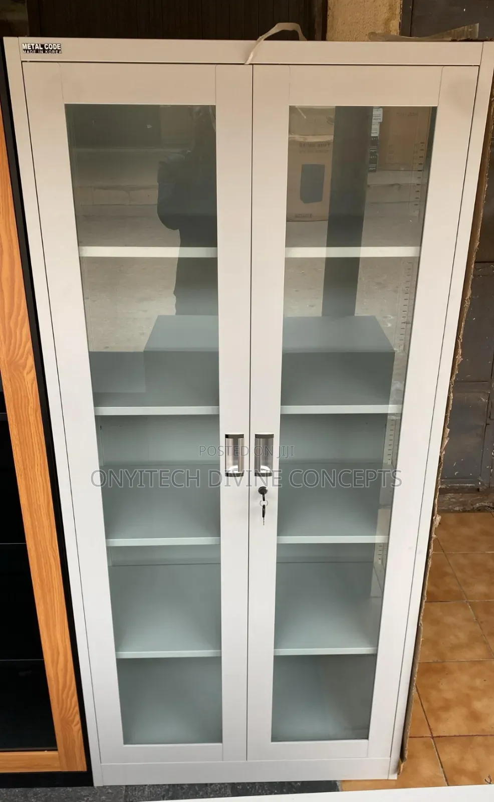 Metal Bookshelf Full Glass Door